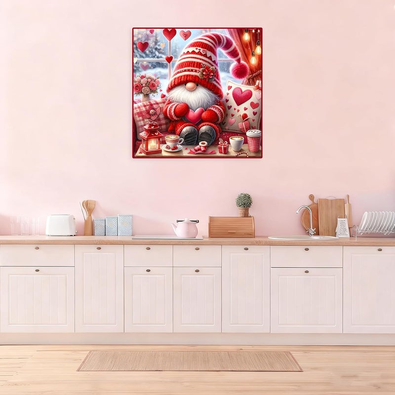 TaeYsck Valentine's Day Stamped Cross Stitch Kits for Beginner, Gnome Needlepoint Counted Cross Stitch Embroidery Kits for Adults, 11CT Dimensions Counted Cross Stitch Love Flowers Patterns Arts Craft Kits - Image 3